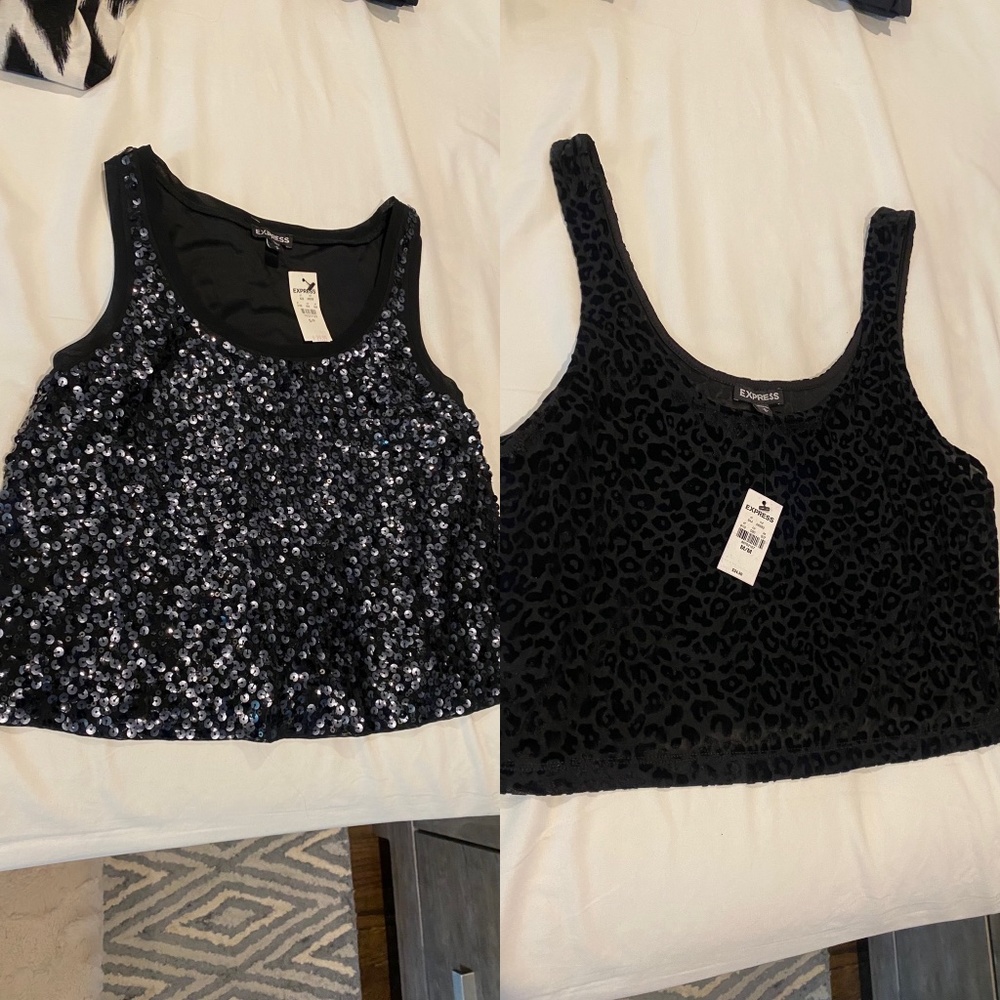 2 express black crop tops with tags